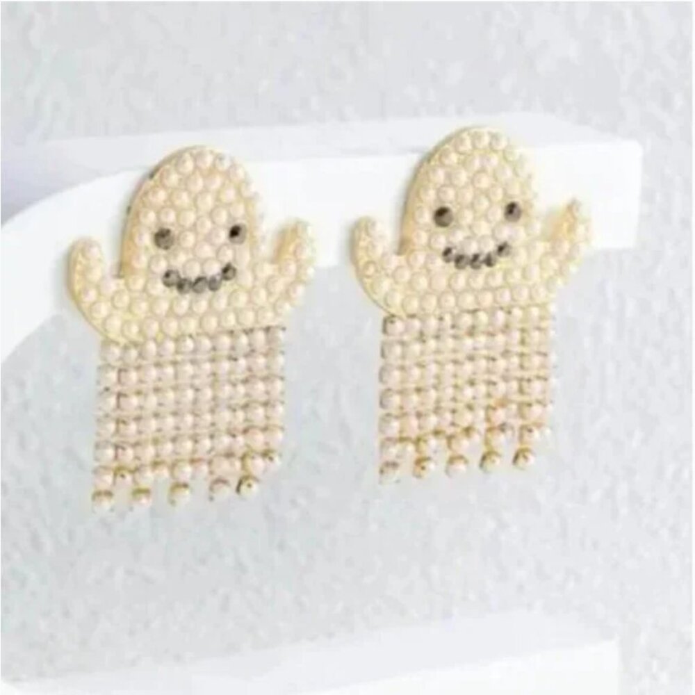 ⭐️❤️ FREE Ghost Spooky Halloween Pop Art Rhinestone Hipster Hippie Boho Earrings